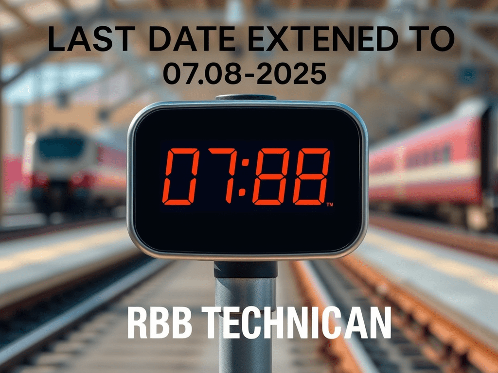 RRB టెక్నీషియన్ పోస్టులకు అప్లై చెయ్యడానికి చివరి తేది 07-08-2025 కి పెంచారు.